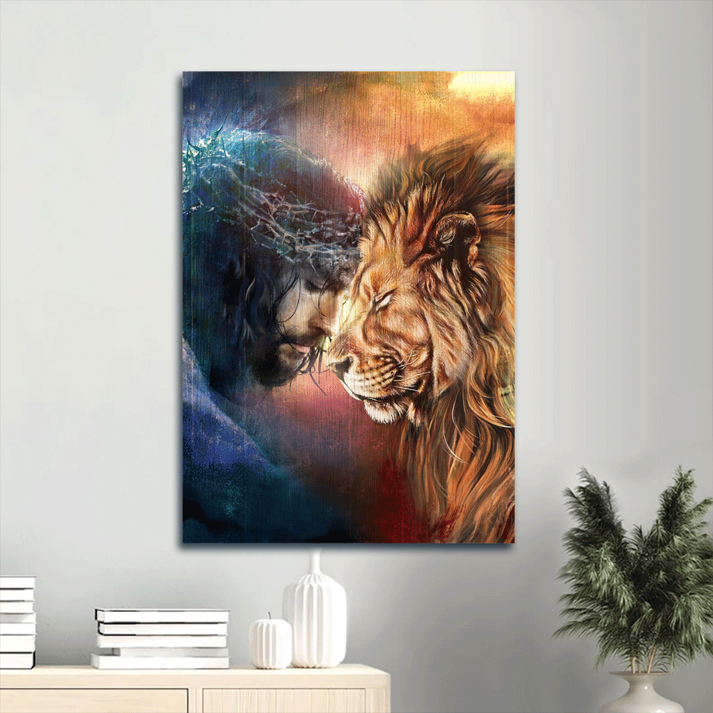 Jesus Portrait Canvas- Abstract Art, Jesus Drawing, Lion Of Judah, Lion Head, Inspirational Gift Portrait Canvas- Gift For Religious Christian