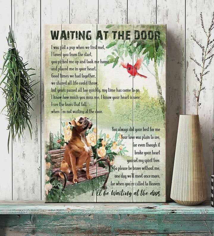 Boxer Portrait Canvas- Boxer painting, Park, Cardinal canvas- Gift for Boxer lover- Waiting at the door for you