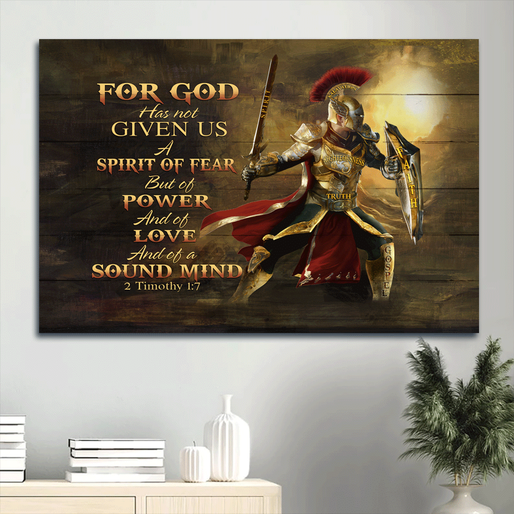 Jesus Landscape Canvas- Amazing Knight Drawing, Sunset Canvas- Gift For Christian- For God Has Not Given Us A Spirit Of Fear