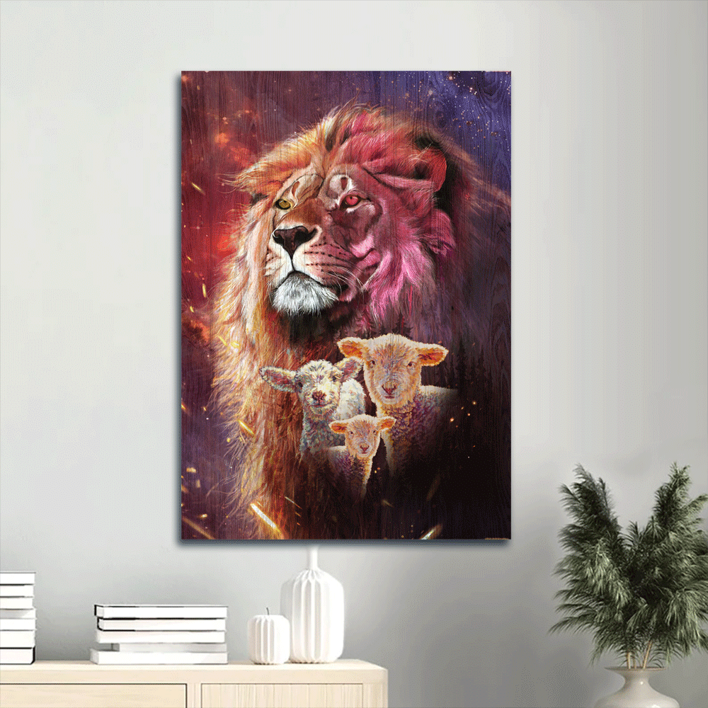 Jesus Portrait Canvas- Abstract Art, Watercolor Lion Head, Lamb Of God, Lion Of Judah Portrait Canvas- Gift For Religious Christian