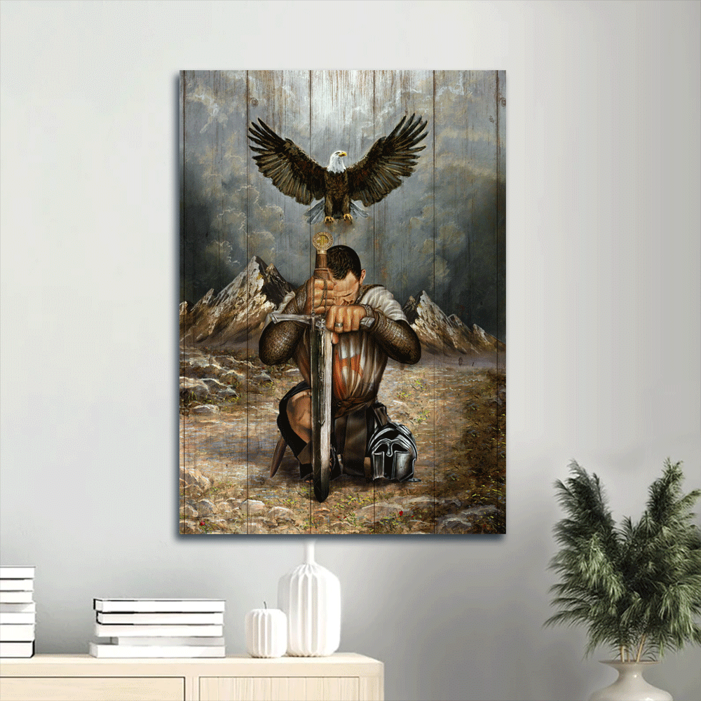 Jesus Portrait Canvas- Bald Eagle, Warrior Of Christ, Sword Of The Spirit, Inspirational Painting Canvas- Gift For Christian