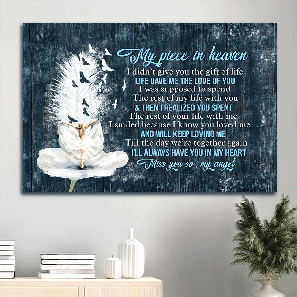 Memorial Landscape Canvas- Ballerina Painting, White Feather, Dove Drawing, Heaven Landscape Canvas- Gift For Members Family- I Will Always Have You In My Heart