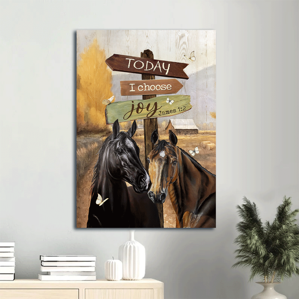 Jesus Portrait Canvas- Beautiful horse artwork, Old farm, Countryside canvas- Gift for Christian- Today I choose joy