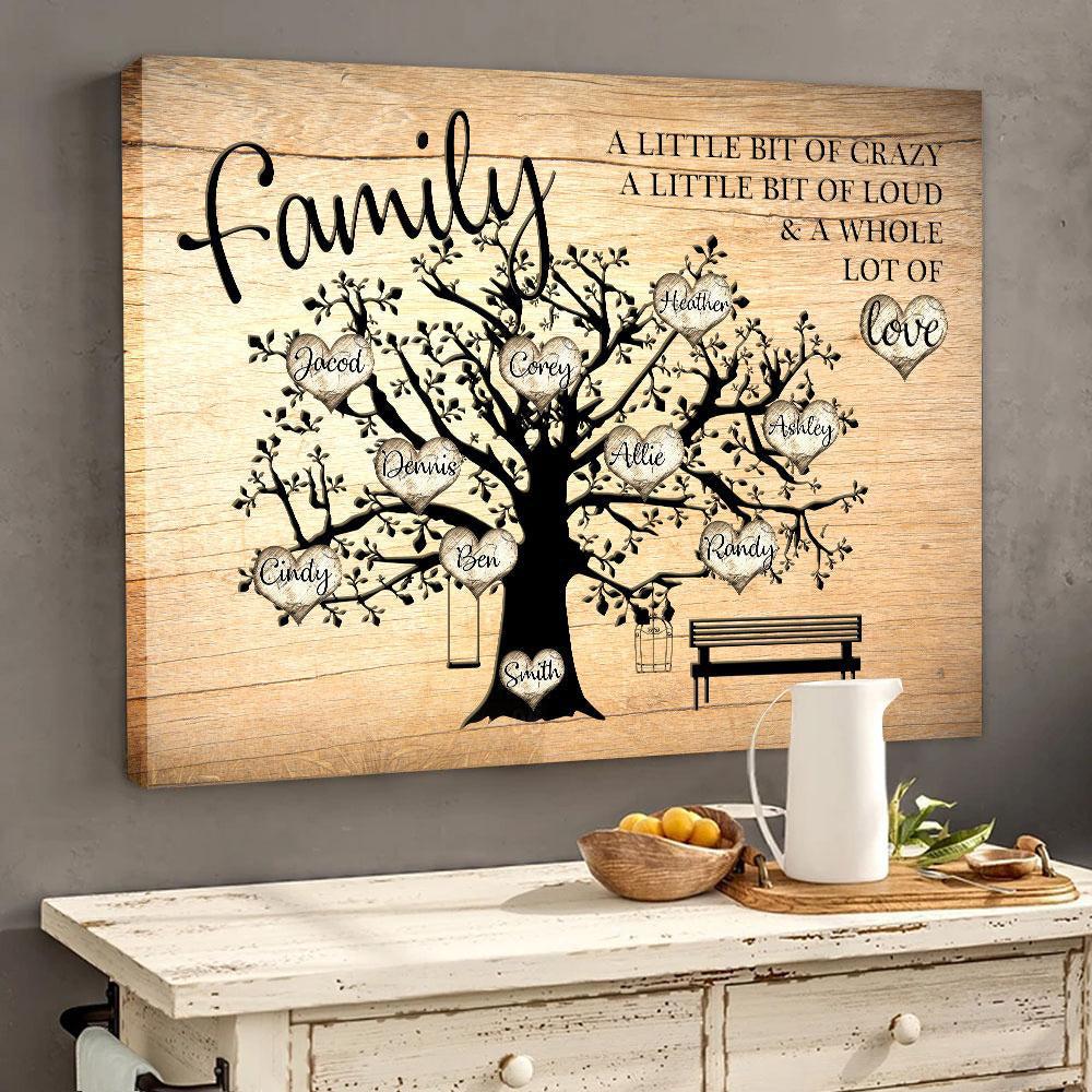 Custom Family Member Name Landscape Canvas - Personalized Family Tree Canvas - Gift For Family member - Family A Whole Of Lot Of Love Landscape Canvas