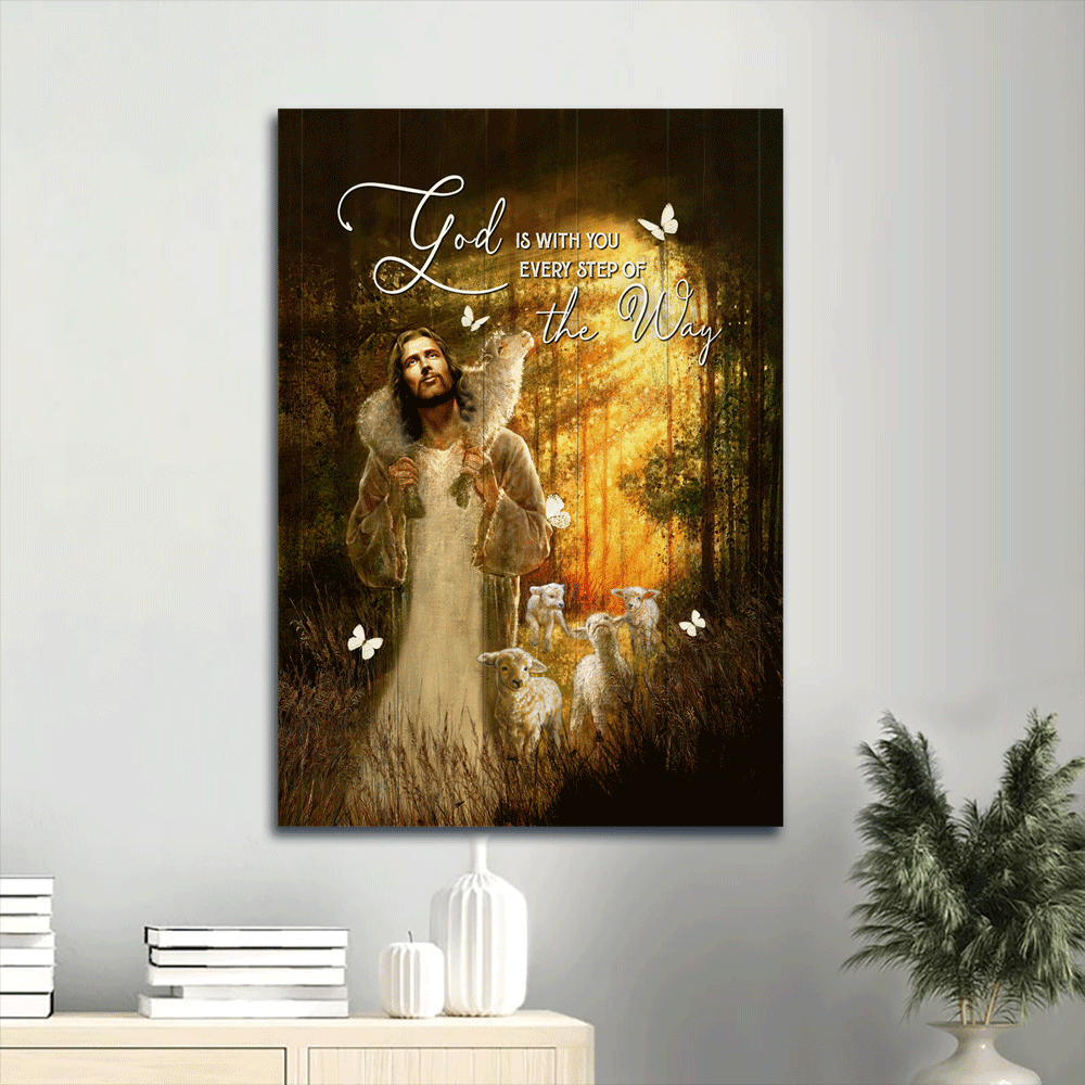 Jesus Portrait Canvas- Amazing Forest, The Life Of Jesus, Animal Of God, Jesus Portrait Canvas- Gift For Christian- God Is With You Every Step Of The Way