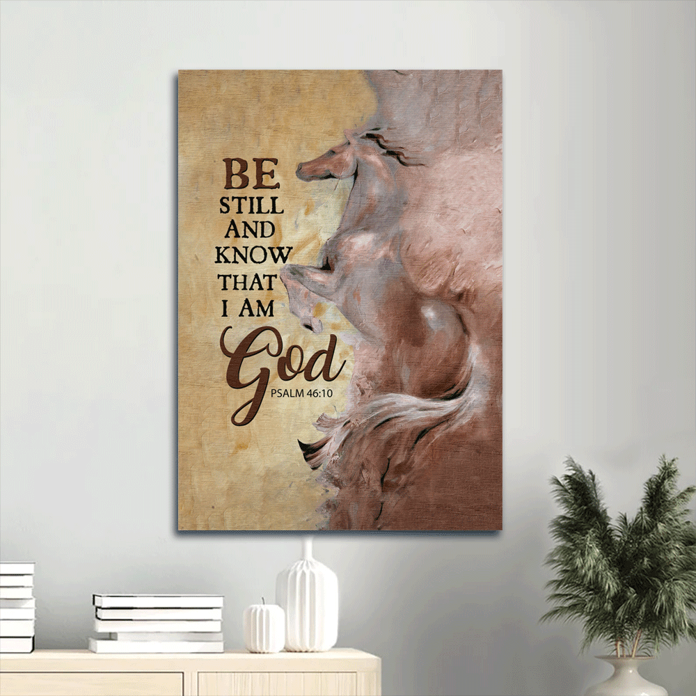 Jesus Portrait Canvas- Amazing Horse Drawing, Yellow Background, Jesus Painting Portrait Canvas- Gift For Christian- Be Still And Know That I Am God