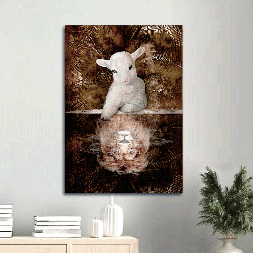 Jesus Portrait Canvas- Amazing Lamb, Lion King, King Of Kings, Animal Of Jesus Canvas- Gift For Christian