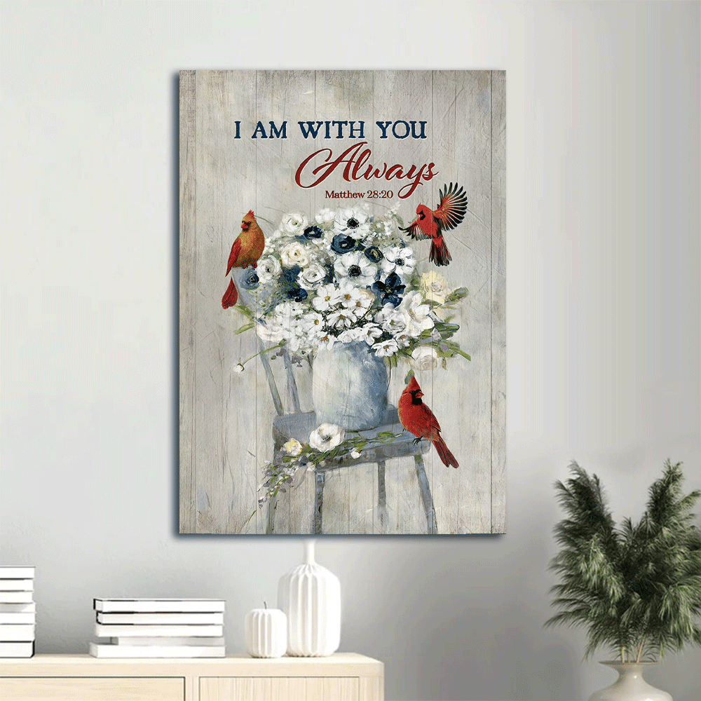 Heaven Portrait Canvas - Beautiful white flower, Red cardinal, Jasmine Portrait Canvas - Memorial Gift For Family Members - I am with you always