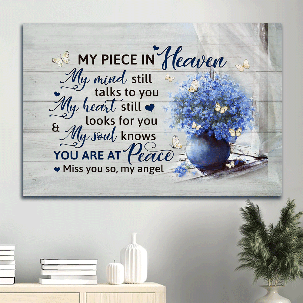 Memorial Landscape Canvas- Baby Blue Eyes, Butterfly, Heaven Landscape Canvas- Gift For Members Family- My Soul Knows You Are At Peace