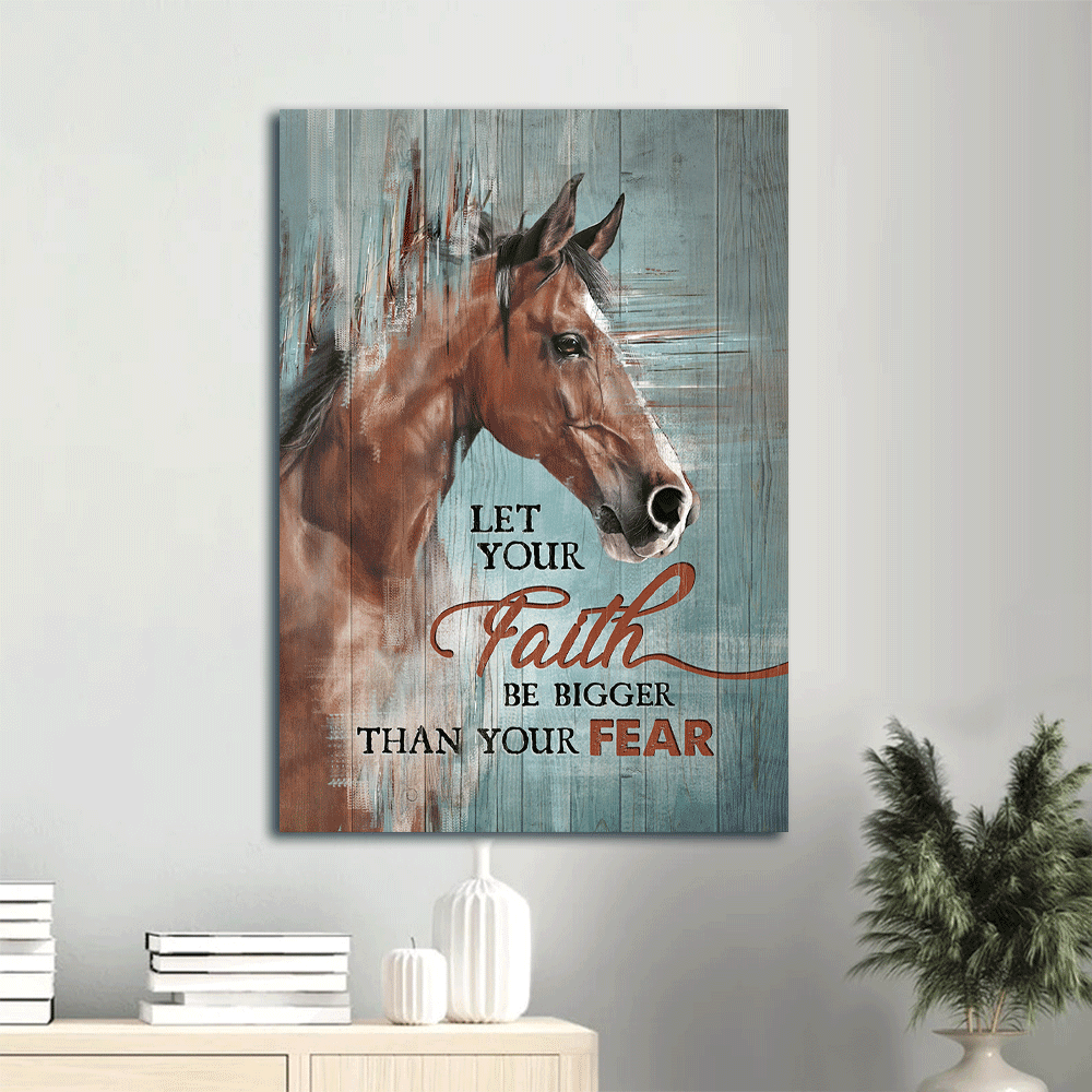 Jesus Portrait Canvas- Beautiful horse painting, Blue background canvas- Gift for Christian- Let your faith be bigger than your fear