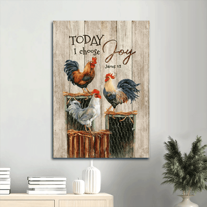 Jesus Portrait Canvas -  Amazing rooster, Peace farm, Chicken painting Portrait Canvas - Gift For Religious Christian - Today I choose joy