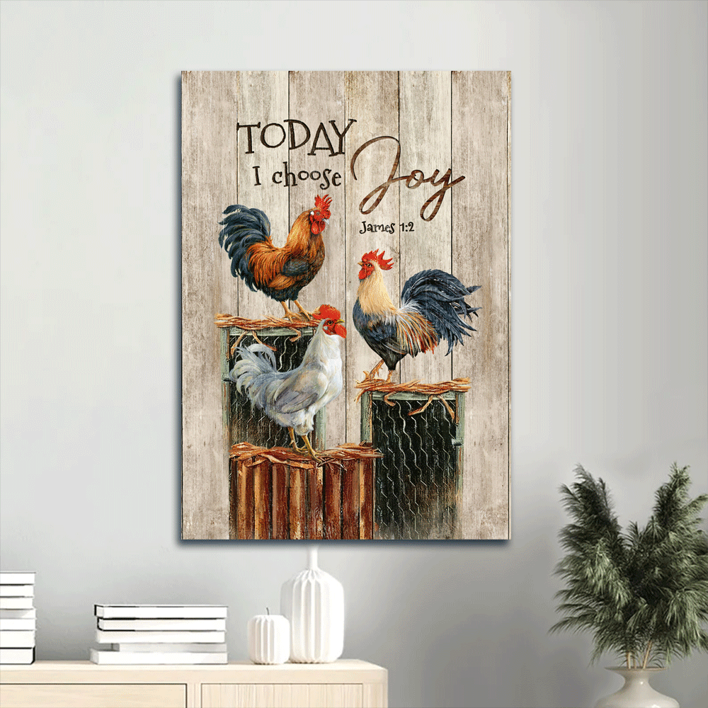 Jesus Portrait Canvas -  Amazing rooster, Peace farm, Chicken painting Portrait Canvas - Gift For Religious Christian - Today I choose joy