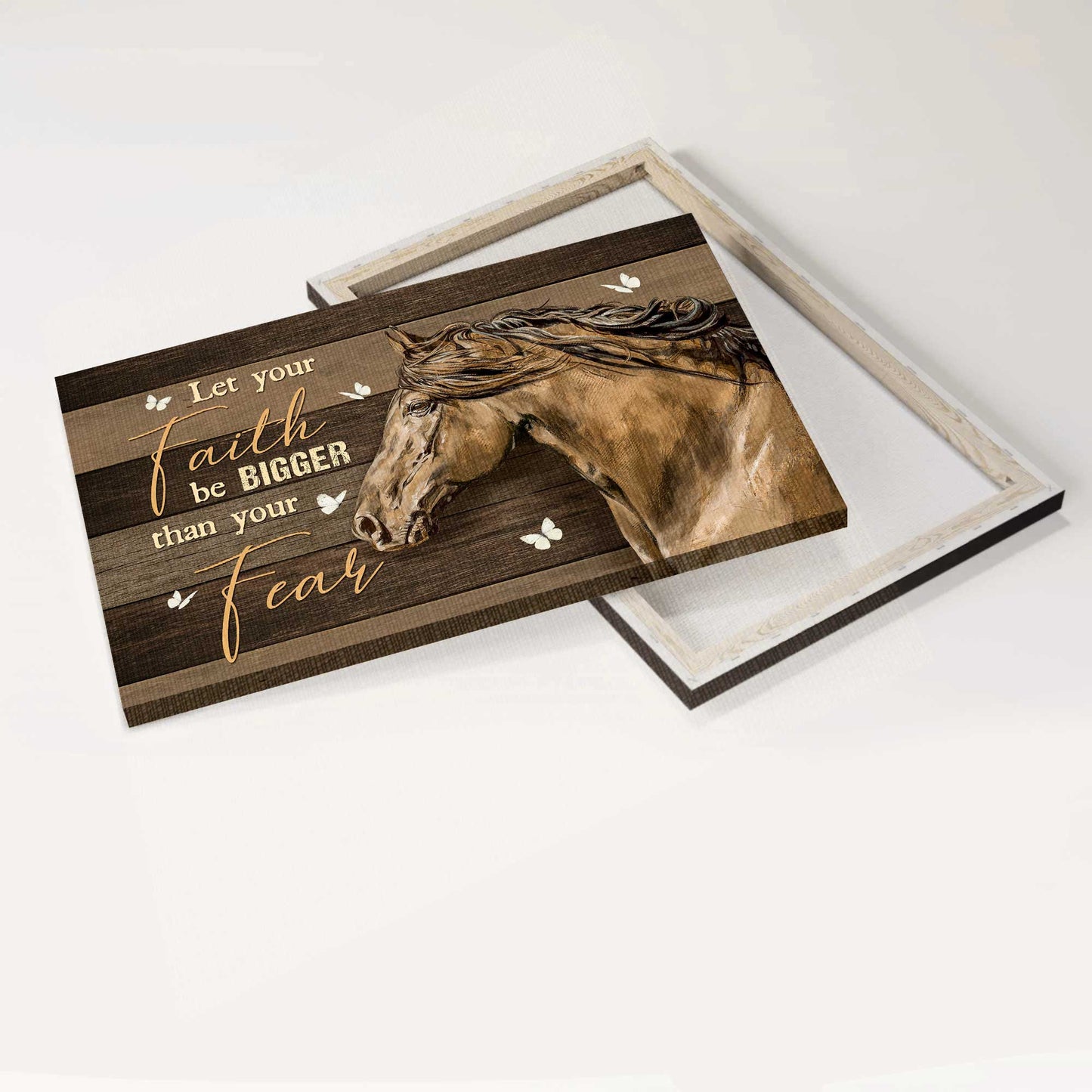 Jesus Landscape Canvas- Amazing Horse, Butterfly Painting Landscape Canvas- Gift For Christian- Let Your Faith Be Bigger Than You Fear