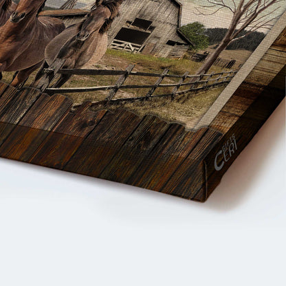 Jesus Landscape Canvas- Quarter horses, Beautiful day, Meadow land- Gift for Christian- Home is where the heart is - Landscape Canvas Prints, Christian Wall Art