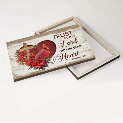 Jesus Landscape Canvas- Red heart, Rose garden, Cardinal- Gift for Christian- Trust in the Lord with all your heart - Landscape Canvas Prints, Christian Wall Art
