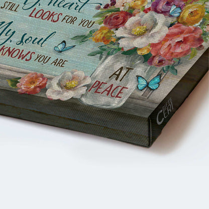 Memorial Landscape Canvas- Rose flower vase, Sea painting, My mind still talks to you- Gift for members family - Heaven Landscape Canvas Prints, Wall Art