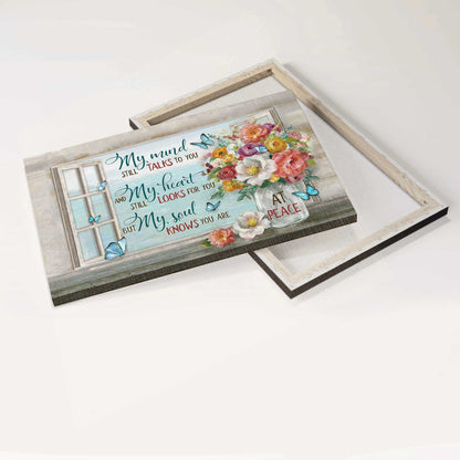 Memorial Landscape Canvas- Rose flower vase, Sea painting, My mind still talks to you- Gift for members family - Heaven Landscape Canvas Prints, Wall Art
