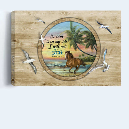 Jesus Landscape Canvas- Running horse, Circle mirror, Seagull drawing- Gift for Christian- The Lord is on my side - Landscape Canvas Prints, Christian Wall Art