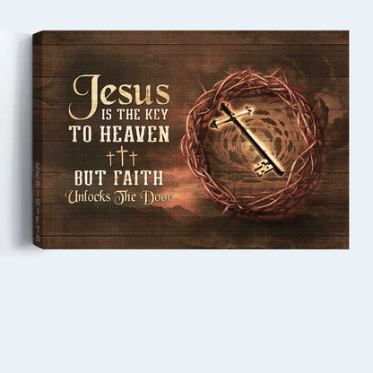 Jesus Landscape Canvas- Special key, Thorn crown, Three crosses- Gift for Christian- Jesus is the key to heaven - Landscape Canvas Prints, Christian Wall Art