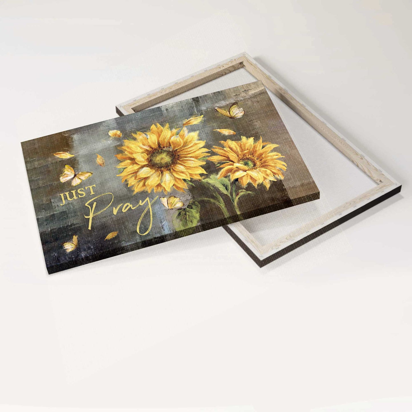 Jesus Landscape Canvas - Sunflower, Yellow Butterfly Painting Canvas - Gift For Christian - Just Pray Canvas