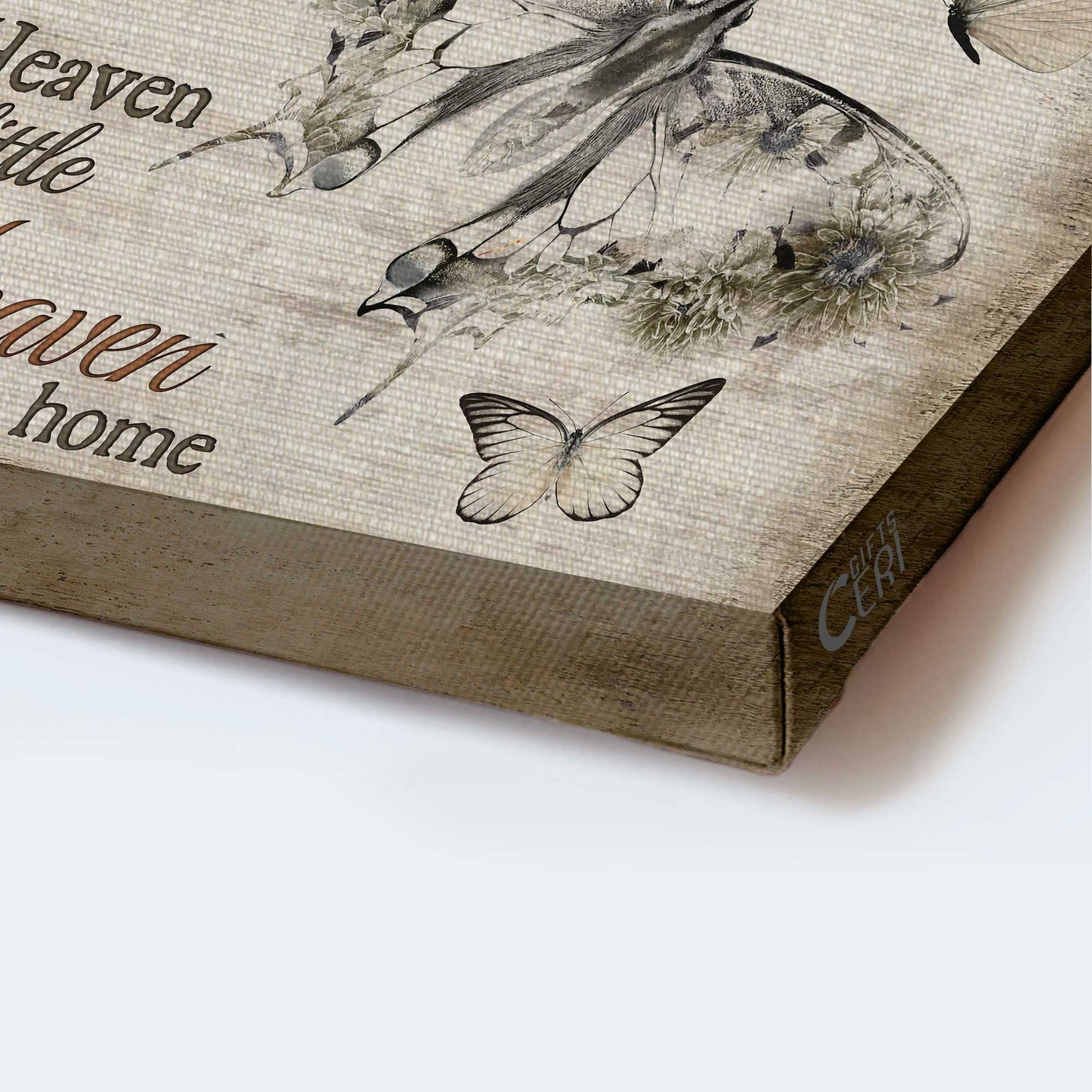 Memorial Landscape Canvas- Black butterfly, Butterfly drawing - Gift for Family- Because someone we love is in heaven - Heaven Landscape Canvas