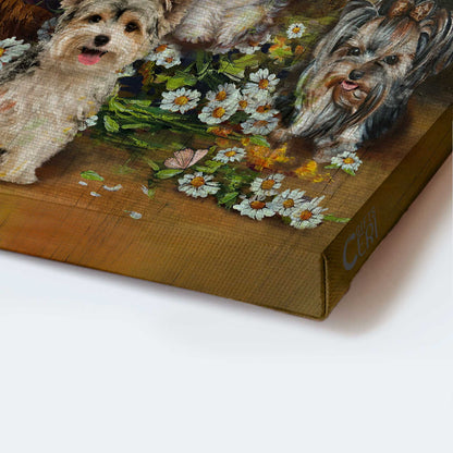 Yorkshire Terrier Dog Portrait Canvas - Yorkshire dog, Daisy Painting Canvas - Gift for Yorkshire Terrier, Dog Lovers - Today I Choose Joy