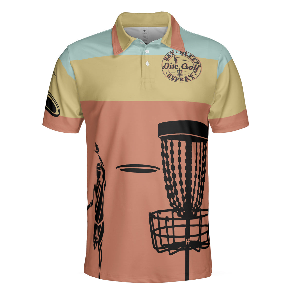 Vintage Palette Sporty Men Polo Shirt, Eat Sleep Disc Golf Repeat Polo Shirt, Best Disc Golf Shirt For Men