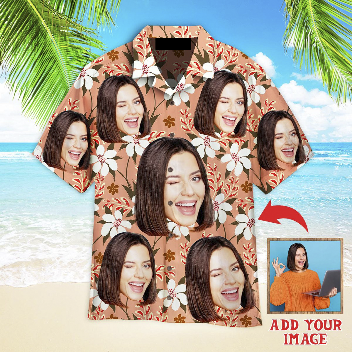 Custom Funny Face On Autumn Flowers Custom Hawaiian Shirt, Personalized Hawaiian Shirts, Custom Photo Hawaiian Shirt