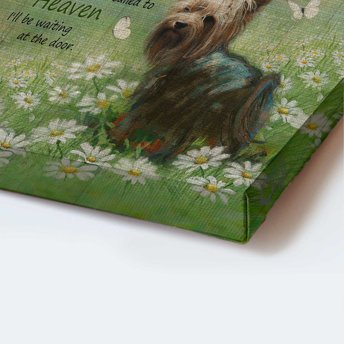 Yorkshire Terrier Dog Portrait Canvas - Yorkshire Terrier, Jesus Christ, Daisy field Canvas - Gift for Yorkshire Terrier, Dog Lovers - Waiting At The Door