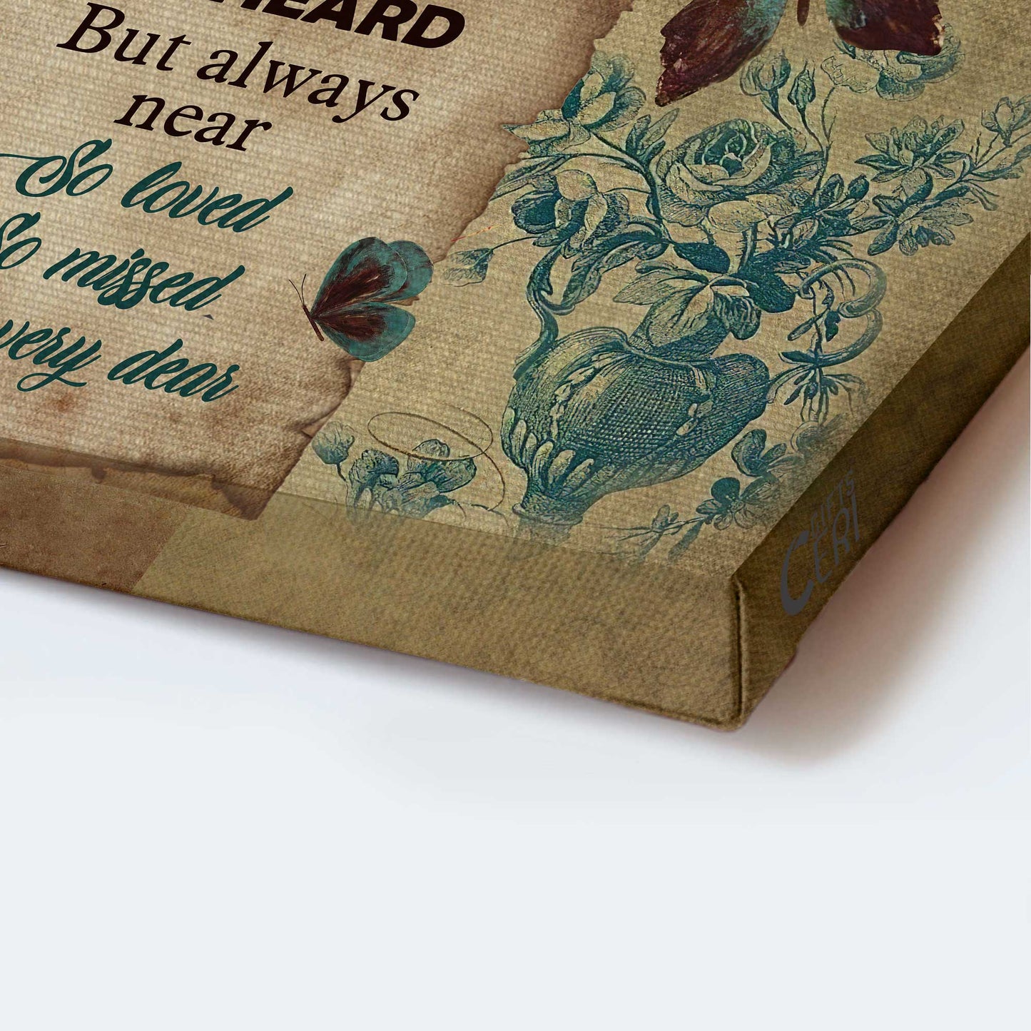 Memorial Portrait Canvas - Heaven, Vintage Flower Vase Canvas - Memorial Gift For Member Family - Those We Love Don't Go Away - Heaven Portrait Canvas
