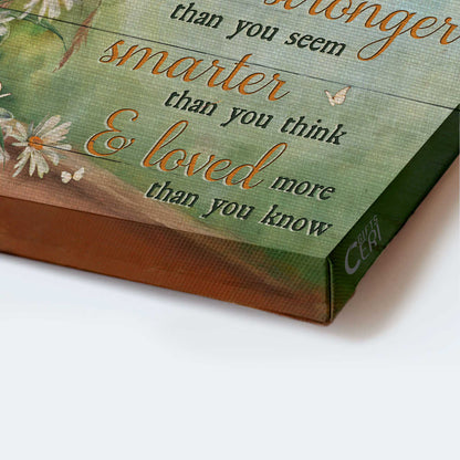 Jesus Landscape Canvas- Daisy drawing, Tea cup, Green background, White butterfly canvas- Gift for Christian- You are braver than you believe