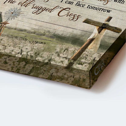 Jesus Landscape Canvas- Daisy field, Countryside landscape, Old barn house, Wooden cross canvas- Gift for Christian- I still believe in Amazing Grace
