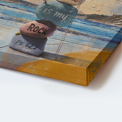 Jesus Portrait Canvas- Rock cairn, Bonsai - Gift for Christian- He alone is my rock - Portrait Canvas Prints, Wall Art