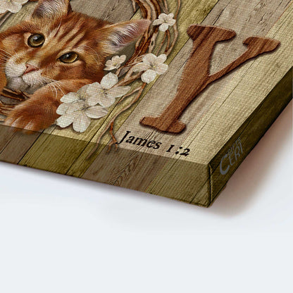 Jesus Landscape Canvas- Cute Maine Coon cat, Lovely cherry blossom canvas- Gift for Christian- Today I choose joy