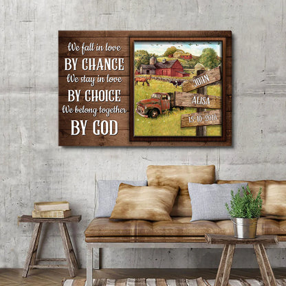Couple Landscape Canvas - Personalized God, Car, Farm, Animals Canvas - Custom Gift For Christian Couple, Spouse, Lover - We Fall In Love By Chance Canvas