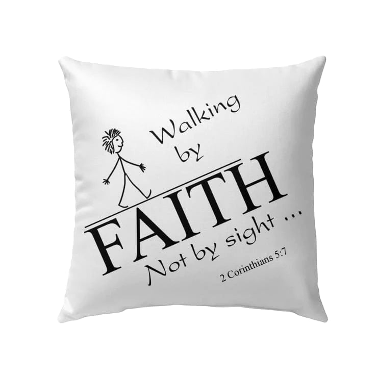 Christian Throw Pillow, Jesus Pillow, Inspirational Gifts, 2 Corinthians 5:7 Bible Verse Pillow - Walking By Faith Not By Sight