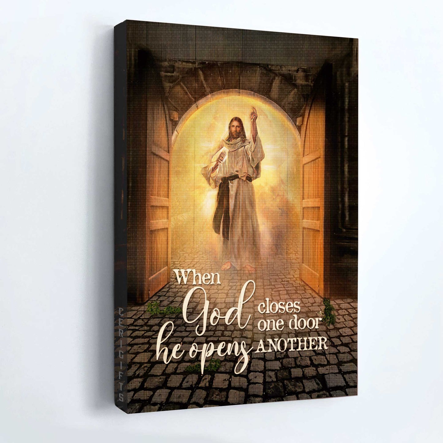 Jesus Portrait Canvas - Amazing Jesus Painting, Infinite Halo Canvas- Gift For Christian- When God Closes One Door