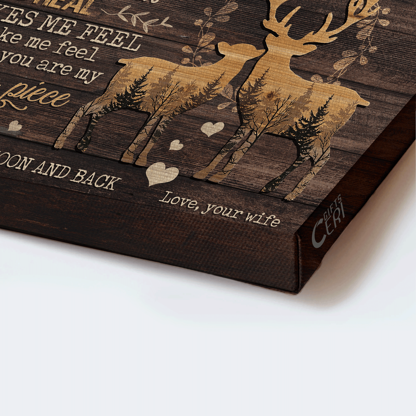 Gift For Husband Landscape Canvas - To My Husband, Deer Carving, Deer Couple, Couple Canvas - Valentine's Day Gift For Couple, Spouse, Lover - You Are My Perfect Missing Piece