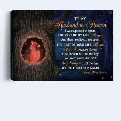 Memorial Gift For Husband Landscape Canvas - To My Husband In Heaven, Cardinal, Heaven Canvas - Memorial Gift For Member Family - Keep Loving Me Till We're Together Again