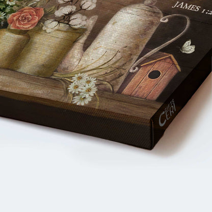 Jesus Landscape Canvas - Vintage Kitchen, Daisy Flower, White Butterfly Canvas - Gift For Christian - Today I Choose Joy Canvas