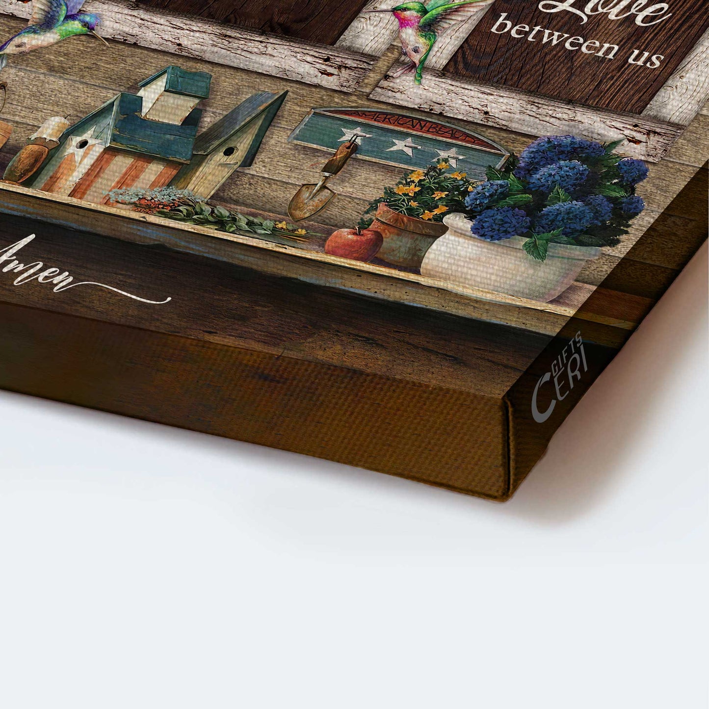 Jesus Landscape Canvas - Vintage Kitchen, Hummingbird Canvas - Gift For Christian - Bless The Food Before Us Canvas