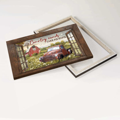 Jesus Landscape Canvas - Vintage Ladybug Car, Dandelion Garden, Beautiful Farm Canvas - Gift For Christian - Country Roads Take Me Home Canvas