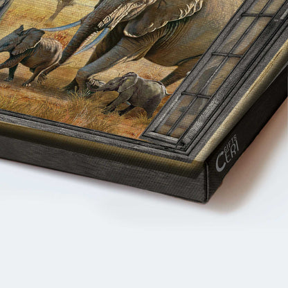 Jesus Landscape Canvas - Walking With Jesus, Elephant Painting, Yellow Meadow Canvas - Gift For Christian