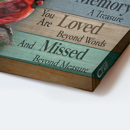 Memorial Landscape Canvas - Heaven, Watercolor Cardinal, Cranberry Tree, Nature Artwork Memorial Canvas - Memorial Gift For Member Family - Your Life Was A Blessing