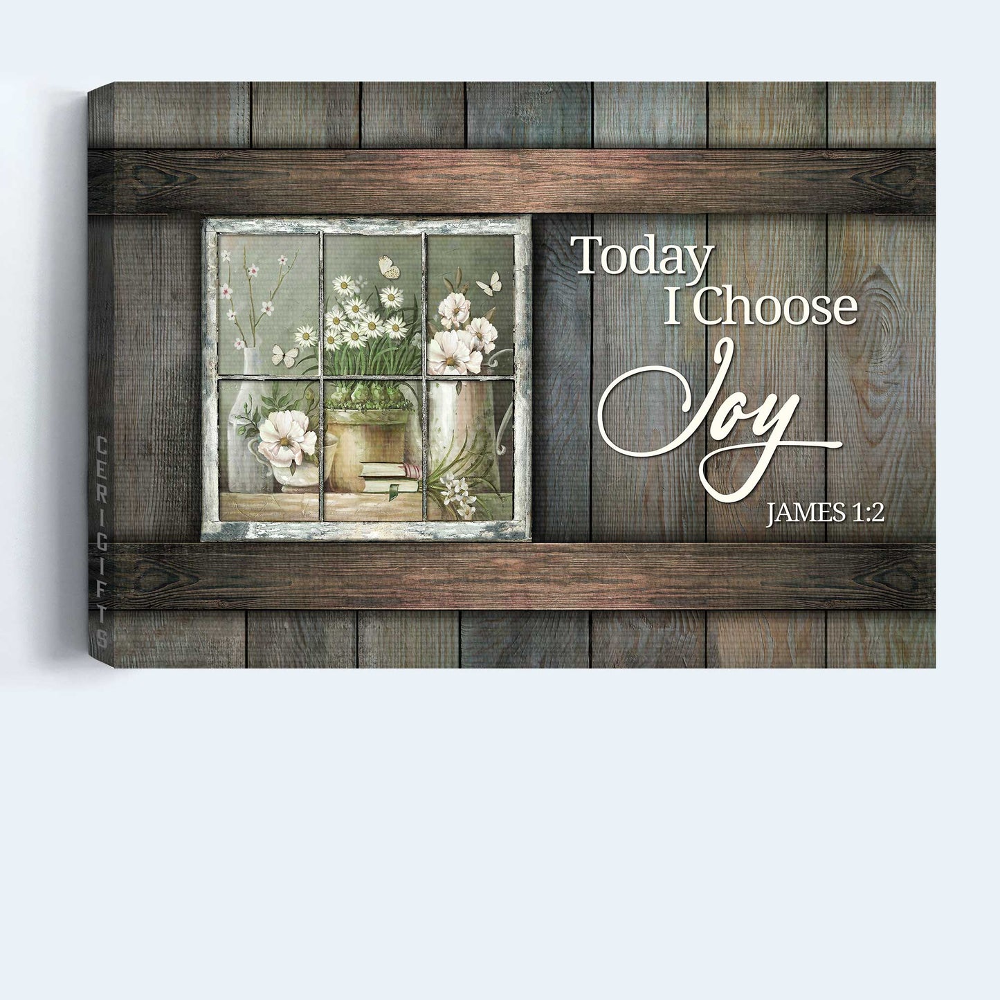 Jesus Landscape Canvas - White Climbing Roses, Antique Window, Daisy Flower Canvas - Gift For Christian - Today I Choose Joy Canvas