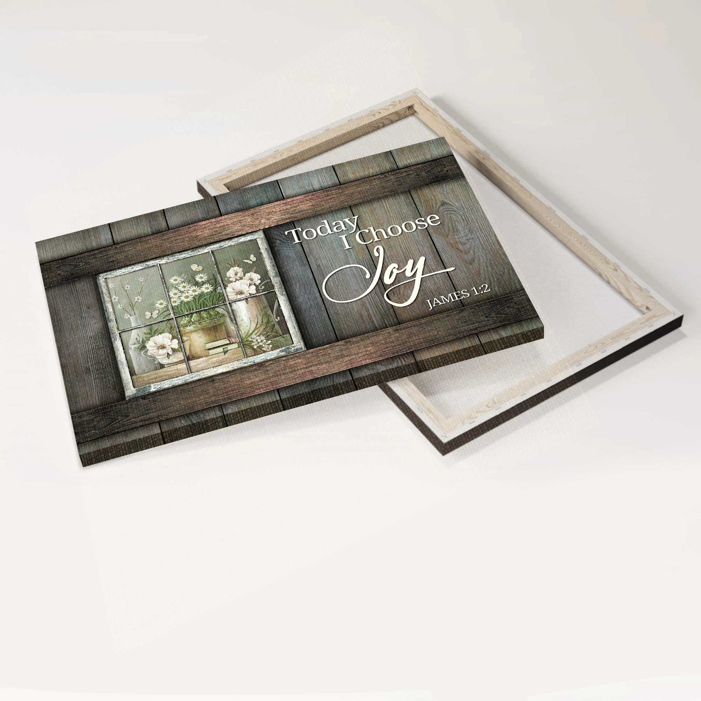 Jesus Landscape Canvas - White Climbing Roses, Antique Window, Daisy Flower Canvas - Gift For Christian - Today I Choose Joy Canvas