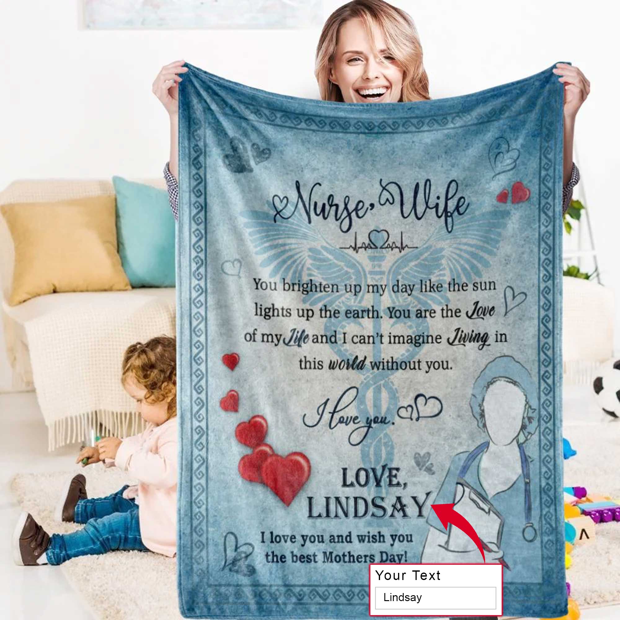 Nurse Gift For Mom Personalized Blanket - Custom Name, Nurse Wife Blanket - Gift For Mother's Day, Presents For Mom, Mother-in-Law