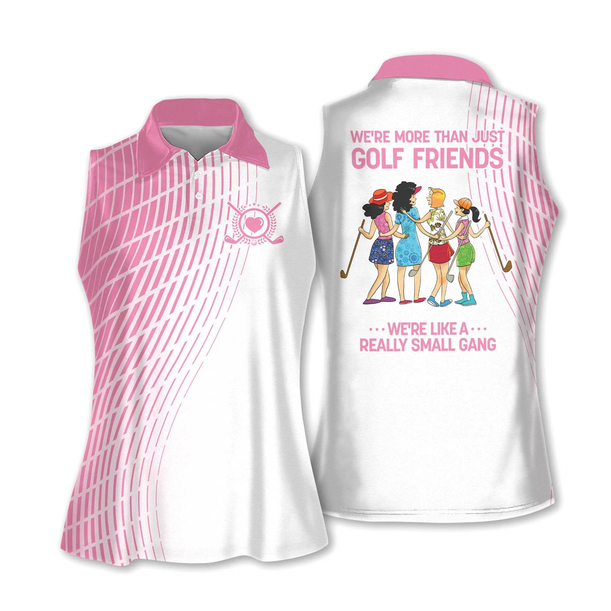 Golf Women Sleeveless Athleisure Polo Shirt, Golf Friends Four Girl Polo Shirt - Gift For Mother's Day, Golfers, Female, Golf Lovers