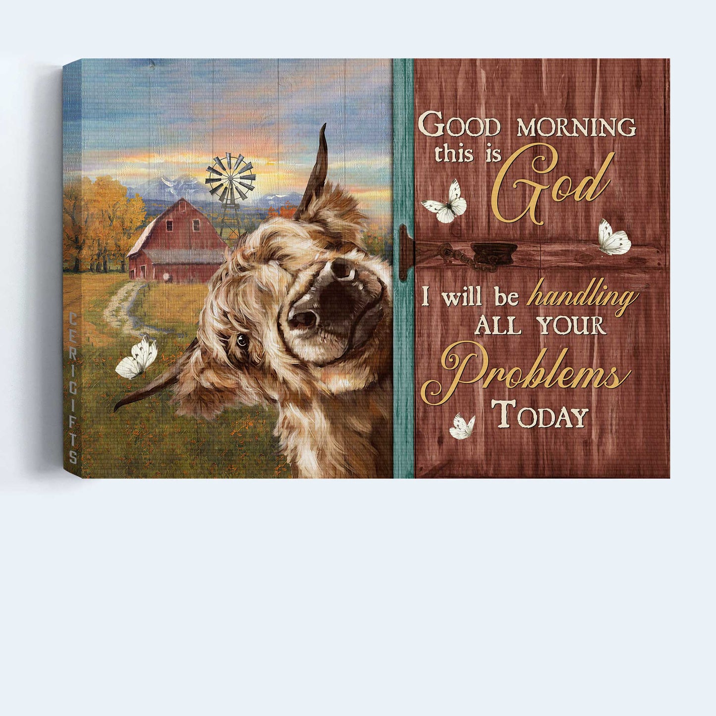 Jesus Landscape Canvas - Yak Cow Painting, Peace Farm, Pretty Sunset Canvas - Gift For Christian - Good Morning, This Is God