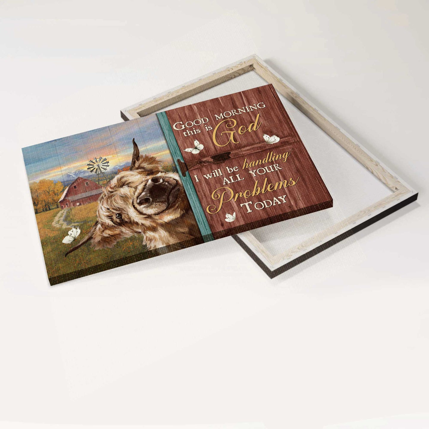 Jesus Landscape Canvas - Yak Cow Painting, Peace Farm, Pretty Sunset Canvas - Gift For Christian - Good Morning, This Is God